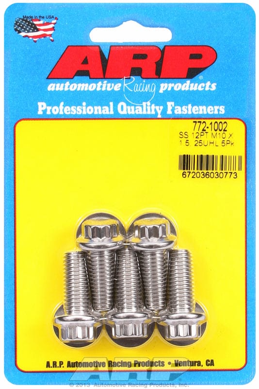 ARP M10 x 1.50 Thread x 25mm UHL With 12mm Socket Head ARP fasteners 5-Pack Bolt Kit, 12-Point S/S AR772-1002 SR