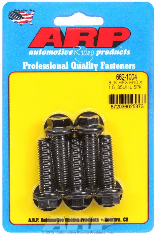 ARP M10 x 1.50 Thread x 35mm UHL With 12mm Socket ARP fasteners 5-Pack Bolt Kit, Hex Head Black Oxide AR662-1004 SR
