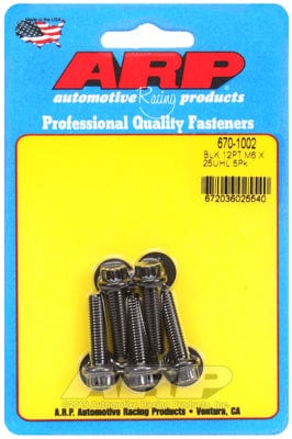 ARP M6 x 1.00 Thread x 25mm UHL With 8mm Socket Head ARP fasteners 5-Pack Bolt Kit, 12-Point S/S AR670-1002 SR