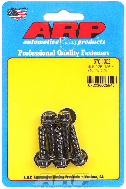 ARP M6 x 1.00 Thread x 25mm UHL With 8mm Socket Head ARP fasteners 5-Pack Bolt Kit, 12-Point S/S AR670-1002 SR