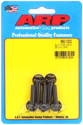 ARP M6 x 1.00 Thread x 25mm UHL With 8mm Socket Head ARP fasteners 5-Pack Bolt Kit, Hex Head Black Oxide AR660-1002 SR