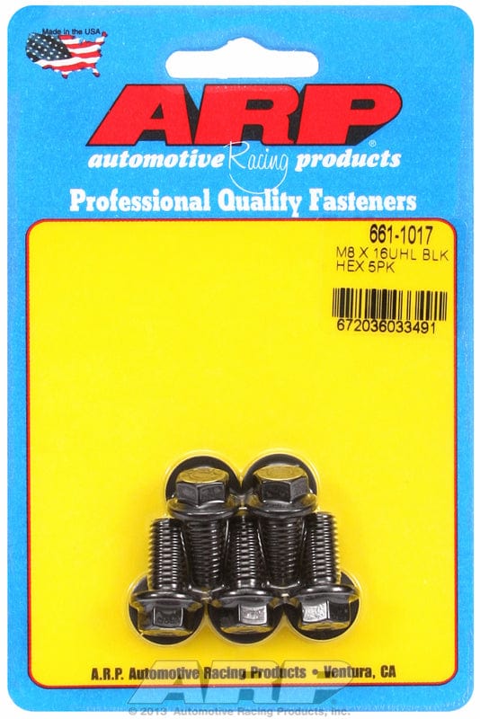 ARP M8 x 1.25 Thread x 16mm UHL With 10mm Socket Head ARP fasteners 5-Pack Bolt Kit, Hex Head Black Oxide AR661-1017 SR