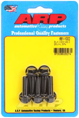 ARP M8 x 1.25 Thread x 25mm UHL With 10mm Socket Head ARP fasteners 5-Pack Bolt Kit, Hex Head Black Oxide AR661-1002 SR