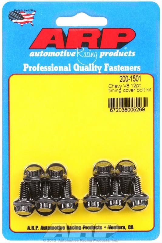 ARP Suit Small Block & Big Block Chevy V8 ARP fasteners Timing Cover Bolt Set, Black, 12-Point AR200-1501 SR