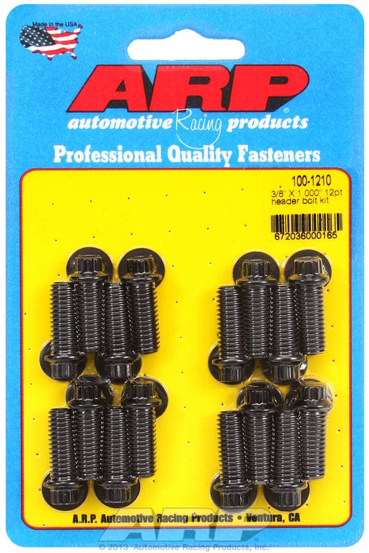 ARP Universal, 3/8" Thread X 1.000" UHL (16 Pack) ARP fasteners Exhaust Header Bolt Kit, 12-Point Black Oxide AR100-1210 SR