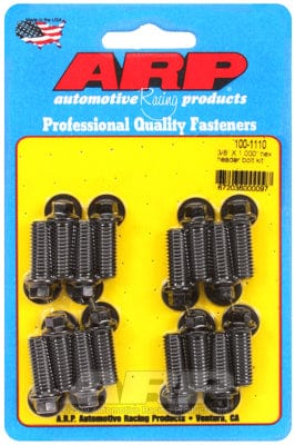 ARP Universal, 3/8" Thread X 1.000" UHL (16 Pack) ARP fasteners Exhaust Header Bolt Kit, Hex Head Black Oxide AR100-1110 SR