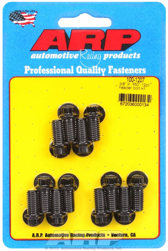 ARP Universal, 3/8" Thread X .750" UHL (12 Pack) ARP fasteners Exhaust Header Bolt Kit, 12-Point Black Oxide AR100-1207 SR