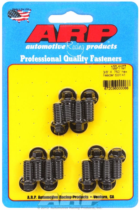 ARP Universal, 3/8" Thread X .750" UHL (12 Pack) ARP fasteners Exhaust Header Bolt Kit, Hex Head Black Oxide AR100-1107 SR