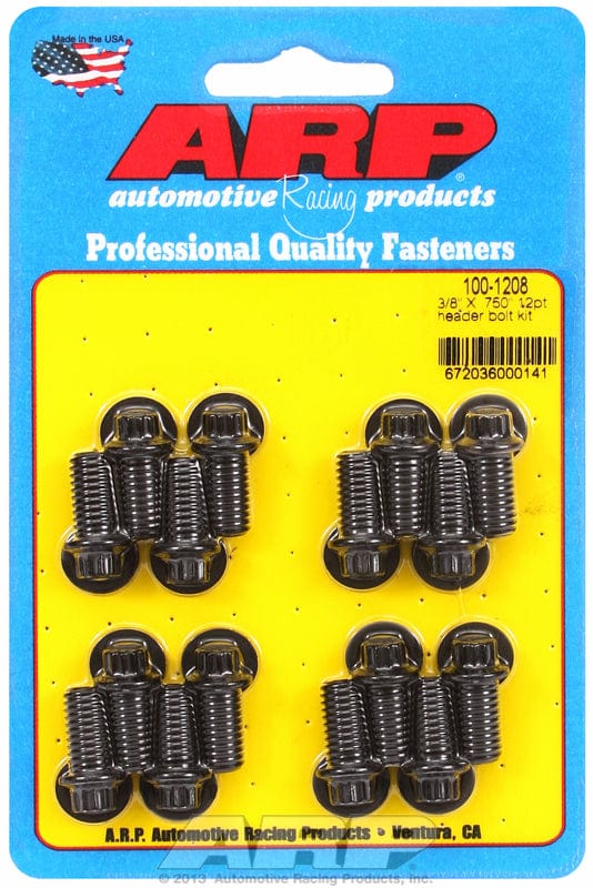ARP Universal, 3/8" Thread X .750" UHL (16 Pack) ARP fasteners Exhaust Header Bolt Kit, 12-Point Black Oxide AR100-1208 SR