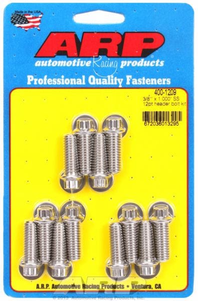 ARP Universal 3/8" X 1.000" UHL (12 Pack) ARP fasteners Exhaust Header Bolt Kit, 12-Point S/S AR400-1209 SR