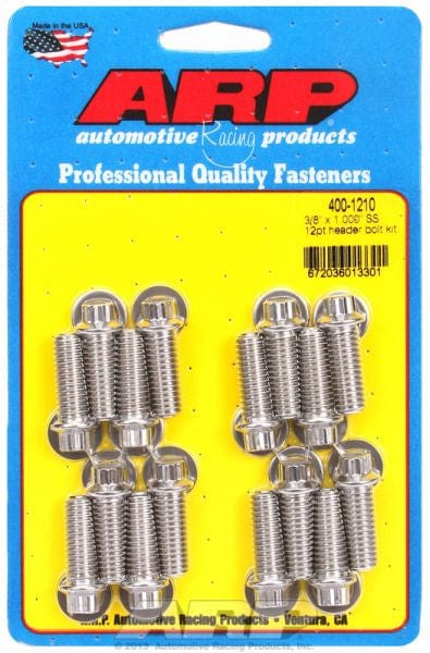 ARP Universal 3/8" X 1.000" UHL (16 Pack) ARP fasteners Exhaust Header Bolt Kit, 12-Point S/S AR400-1210 SR