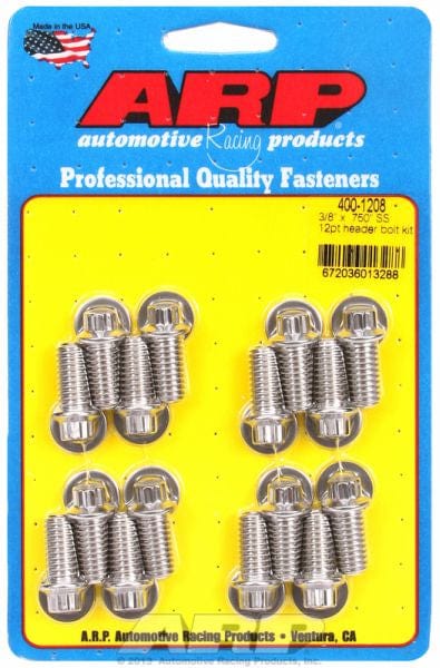 ARP Universal 3/8" X .750" UHL (16 Pack) ARP fasteners Exhaust Header Bolt Kit, 12-Point S/S AR400-1208 SR