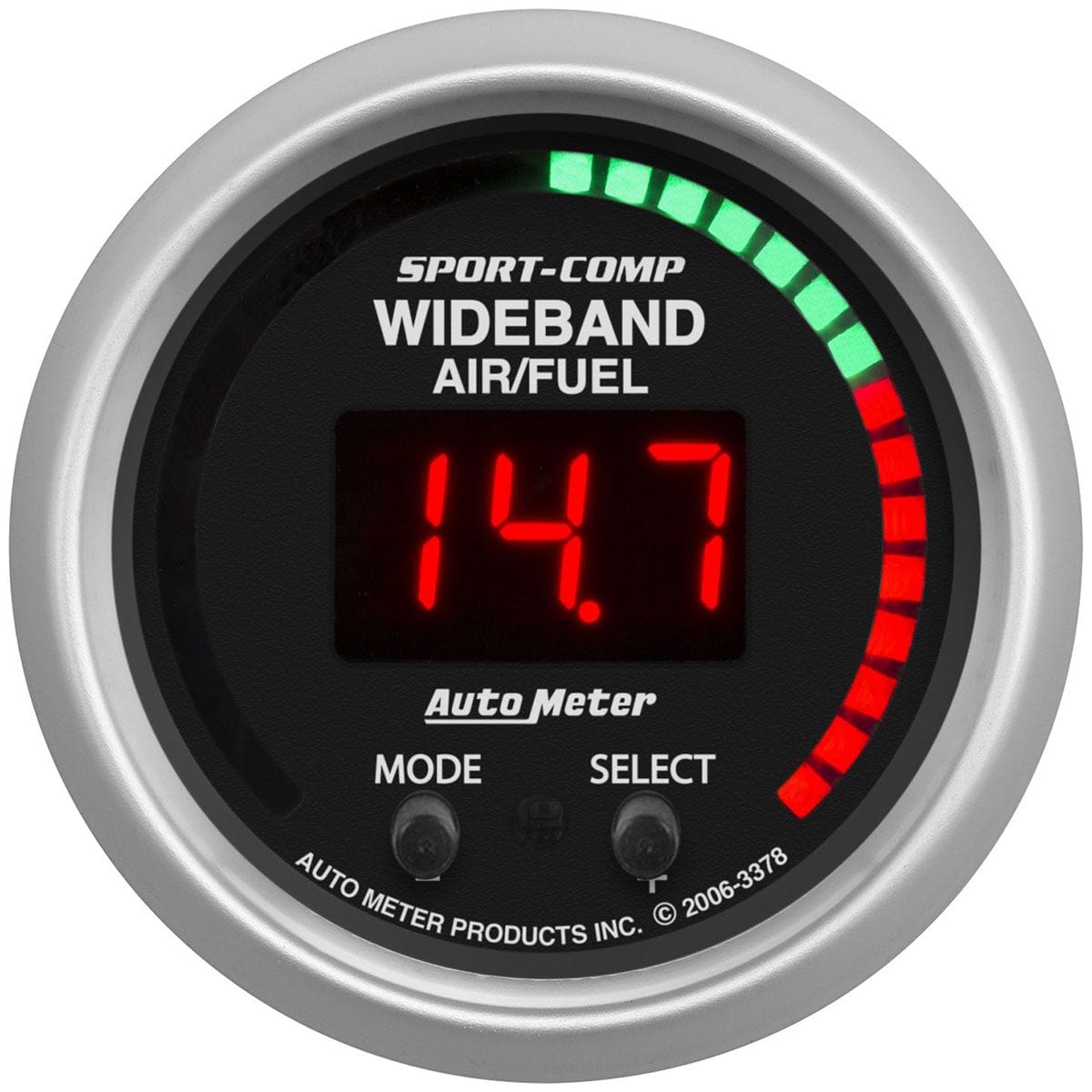 AUTOMETER 2-1/16", Digital, Wideband, Range:AFR or LAMBDA Auto Meter Sport Comp Pro Plus Air/Fuel Ratio Gauge AU3397 SR