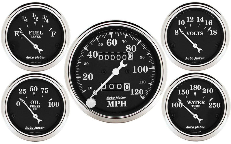 Auto Meter Old Tyme Black Series 5-Gauge Kit AU1708