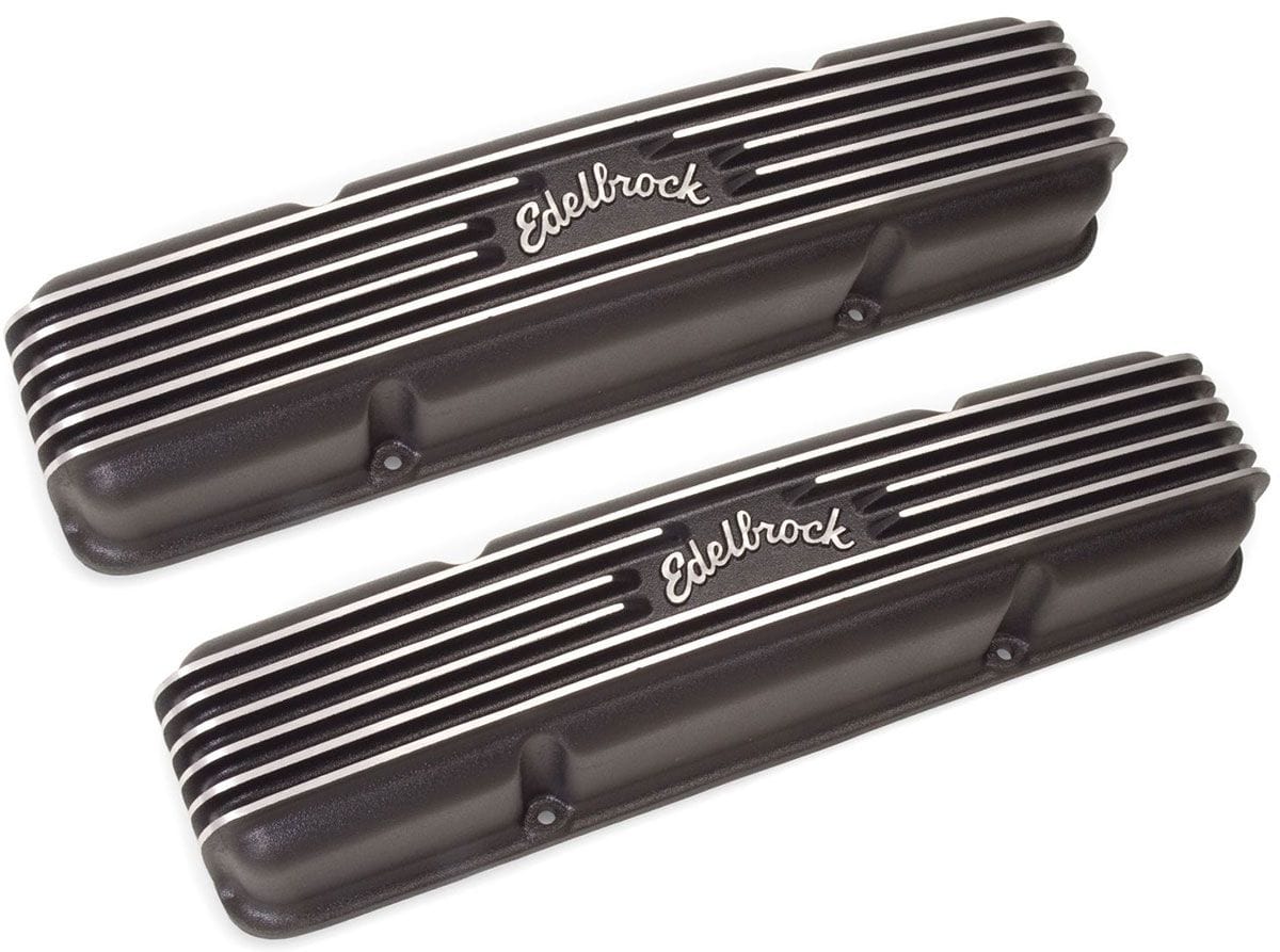 EDELBROCK 1959-86 Small Block Chevy 262-400, 3-1/2" overall ht. Edelbrock Classic Aluminium Series Valve Covers - Black Finish ED41453 SR