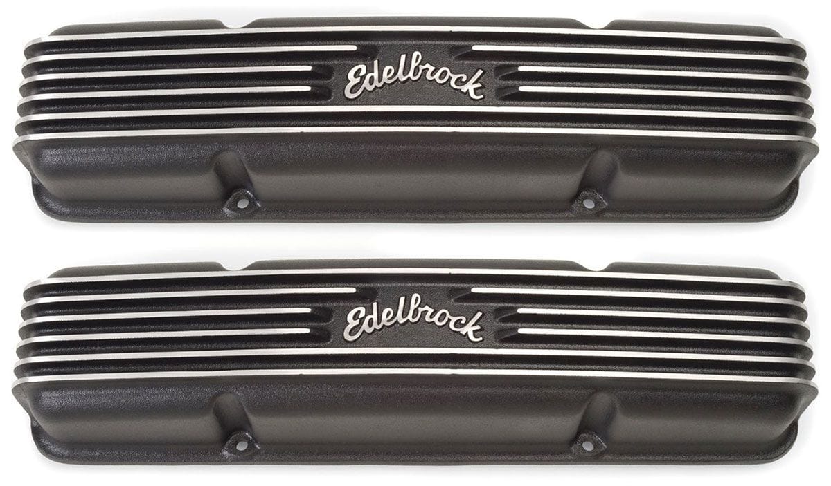 EDELBROCK 1959-86 Small Block Chevy 262-400, 3-1/2" overall ht. Edelbrock Classic Aluminium Series Valve Covers - Black Finish ED41453 SR