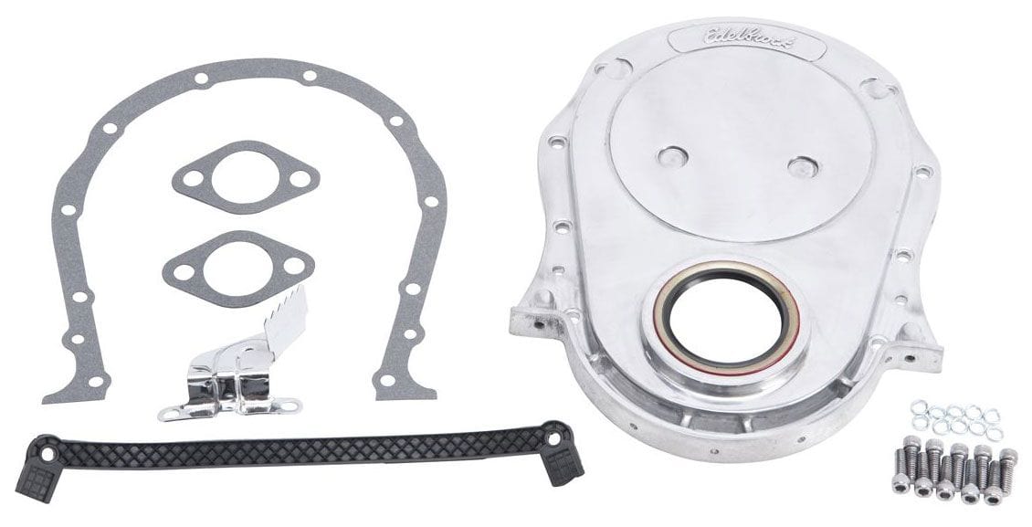 EDELBROCK Big Block Chevy, polished, with pan seal, allen head bolts, gaskets Edelbrock Aluminium Timing Cover ED4241 SR