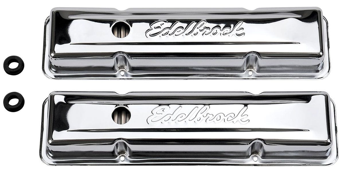 EDELBROCK Chevrolet 262-400 '59-86 (low), 2.8" overall height Edelbrock Signature Series Chrome Valve Covers ED4449 SR