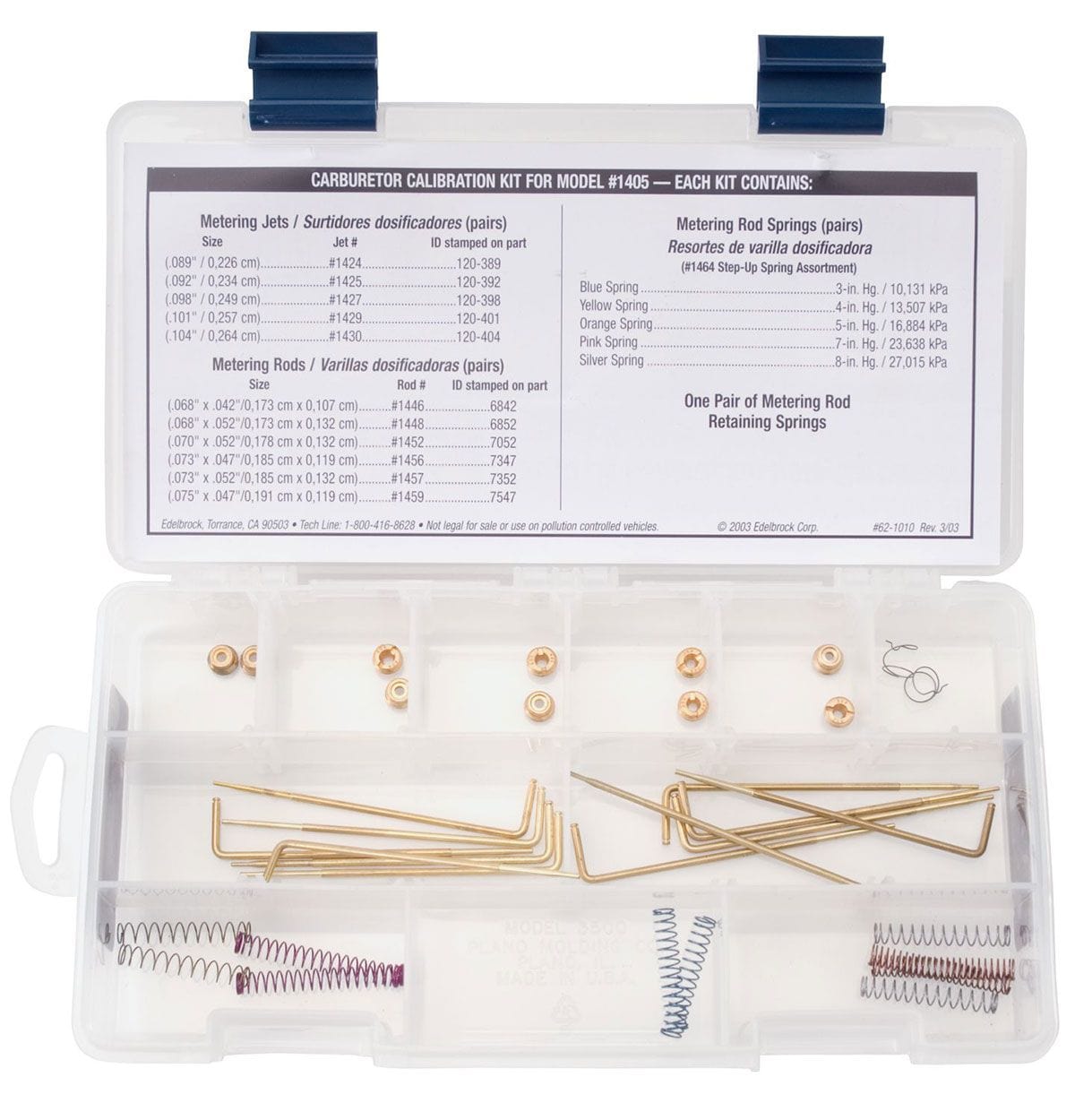 EDELBROCK For ED1405 Edelbrock Calibration Kit for Performer Series Carburettors ED1479 SR