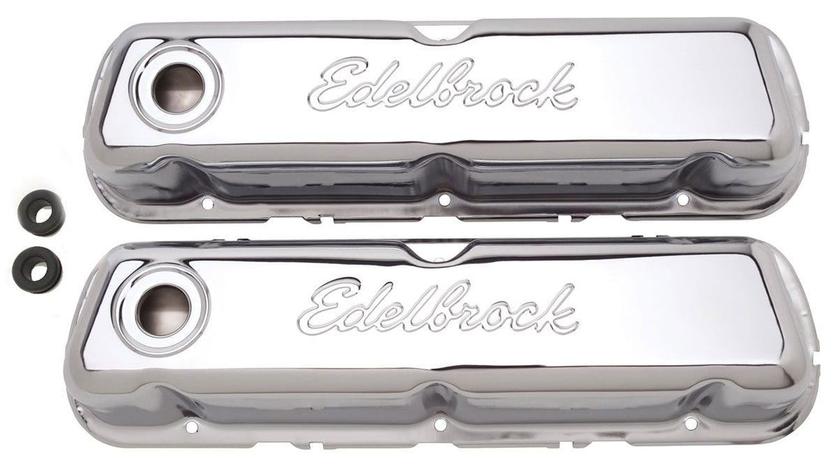 EDELBROCK Ford 260-289-302 W (not Boss) and 351W, 3.7" overall height Edelbrock Signature Series Chrome Valve Covers ED4460 SR