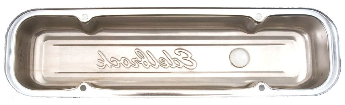 EDELBROCK Pontiac 301-326-350-389-400-421-455 V8 - '62-79 (no baffle), 3" overa Edelbrock Signature Series Chrome Valve Covers ED4456 SR