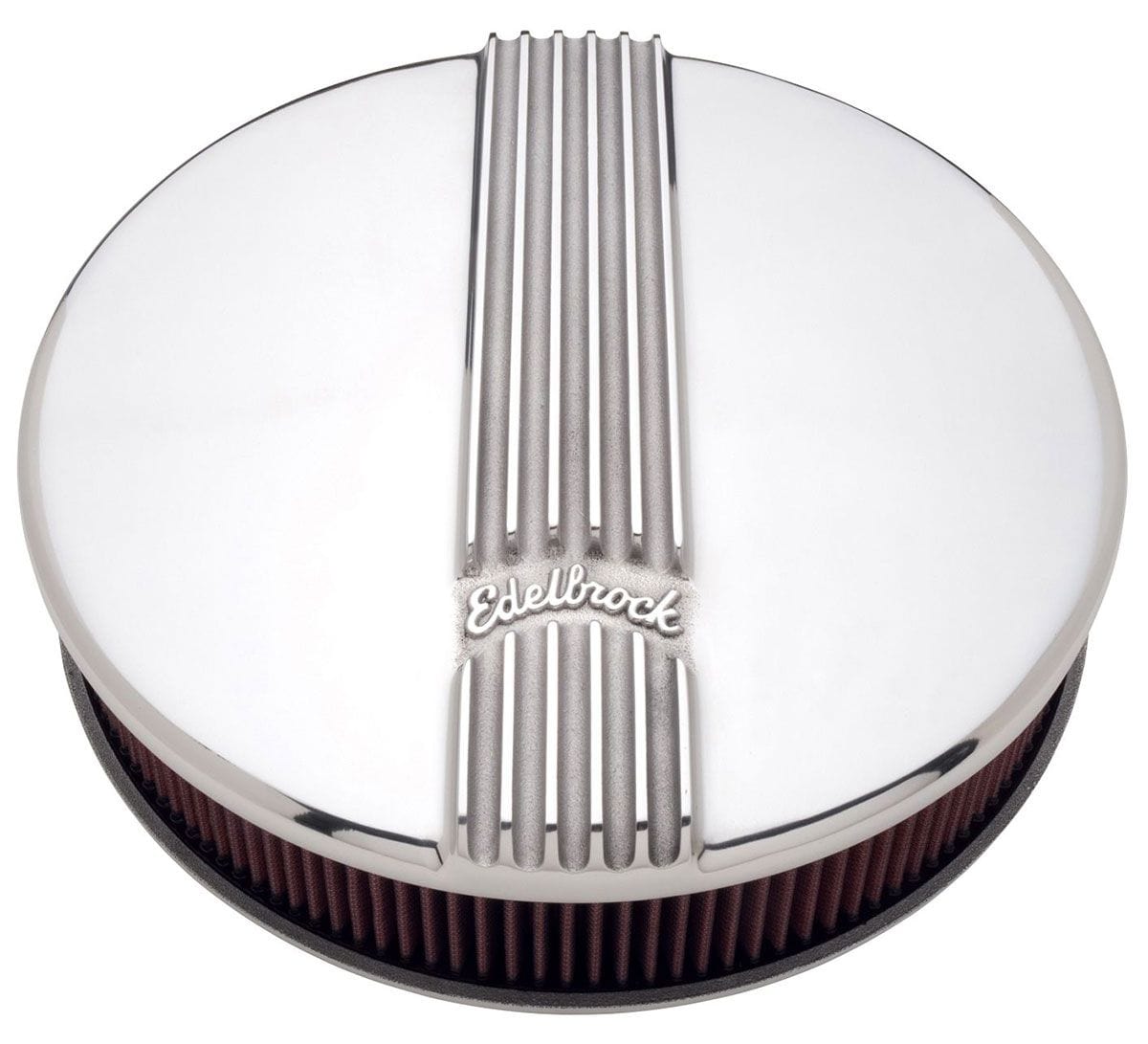 EDELBROCK Round Cast Air Cleaner for Single 4-barrel Carb with 3" element, 3.9" Edelbrock Classic Series Air Cleaners - Polished Finish ED4117 SR