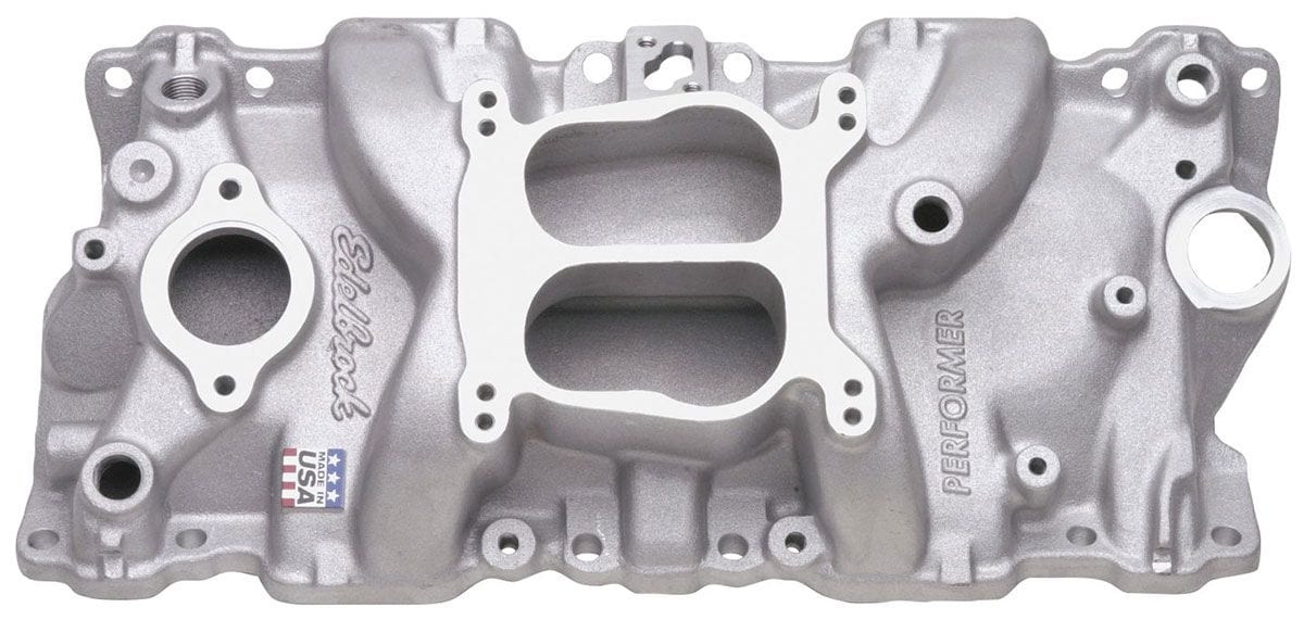 EDELBROCK SB Chevy 1987-95, Idle - 5500 rpm, Dual Plane, non-EGR, canted centre Edelbrock Performer Intake Manifold ED2104 SR