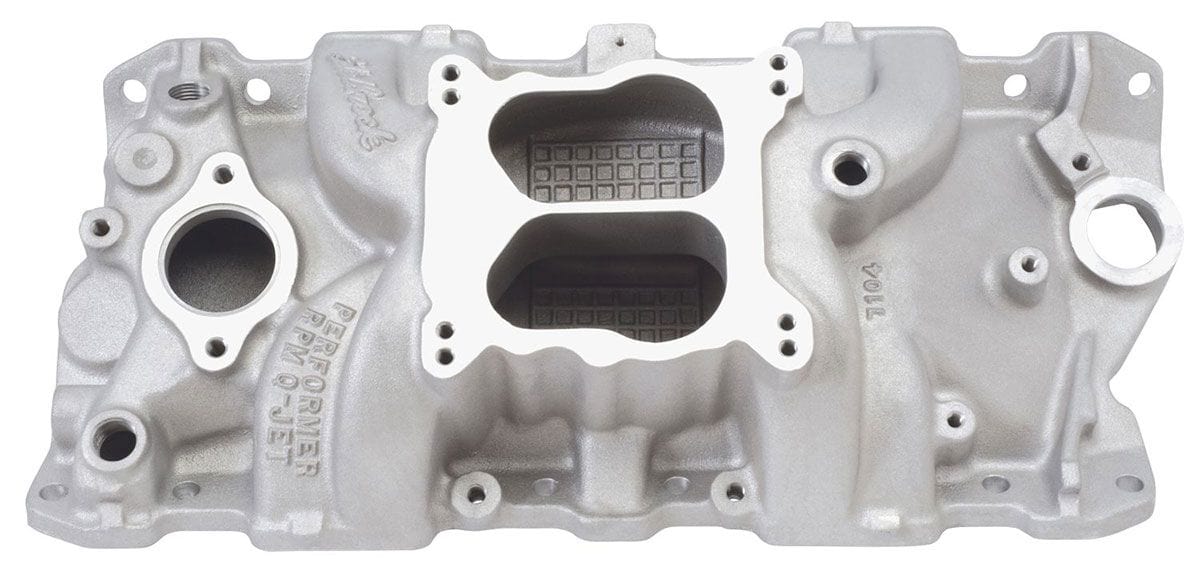 EDELBROCK Small Block Chevy, 1500-6500 rpm Edelbrock Performer RPM Q-Jet Intake Manifold ED7104 SR