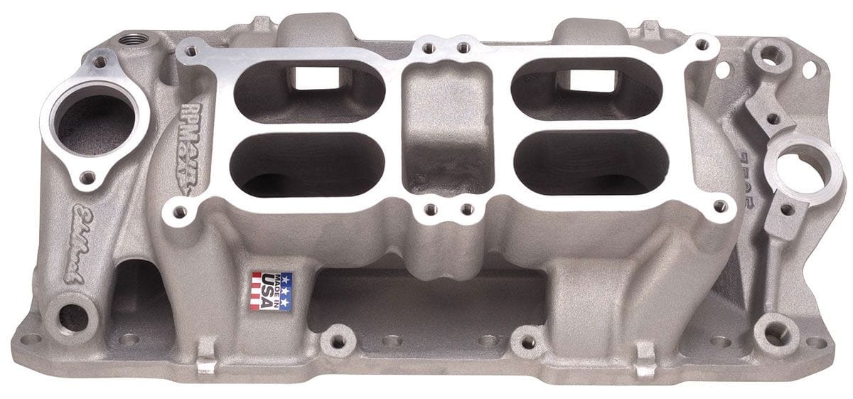 EDELBROCK Small Block Chevy, 1500-6500 rpm Edelbrock RPM Air-Gap Dual-Quad Intake Manifold ED7525 SR