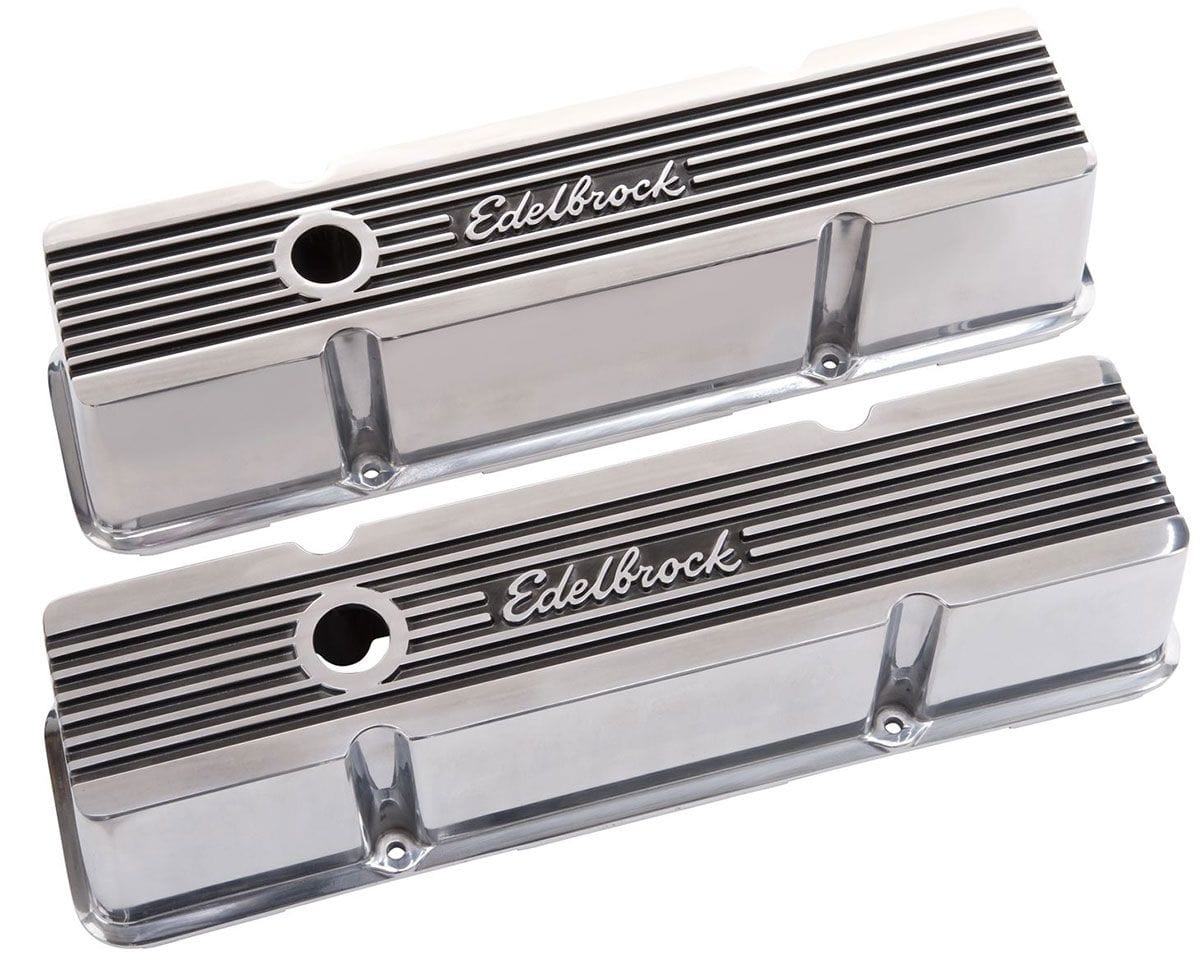 EDELBROCK Suit SB Chev With Edelbrock Logo Edelbrock Elite 2 Series Tall Valve covers - Polished ED4263 SR