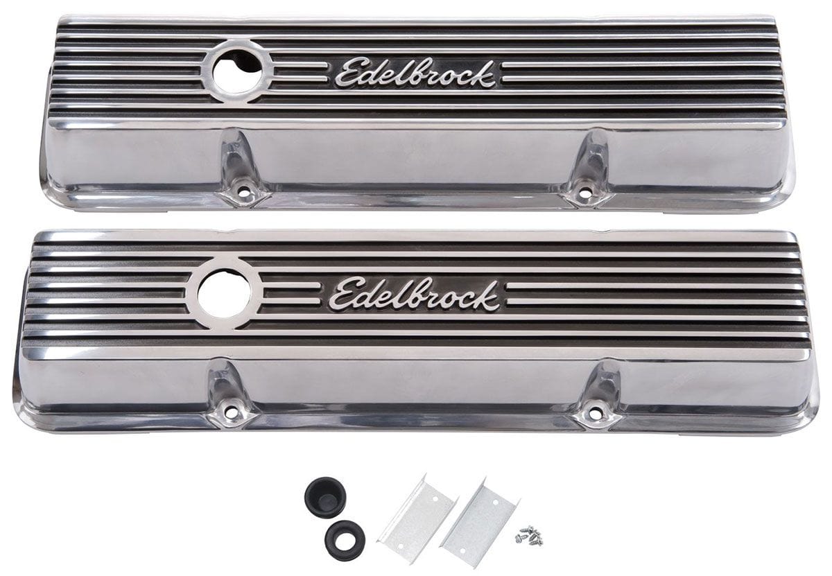 EDELBROCK Suit SB Chev With Edelbrock Logo Edelbrock Elite 2 Series Tall Valve covers - Polished ED4263 SR