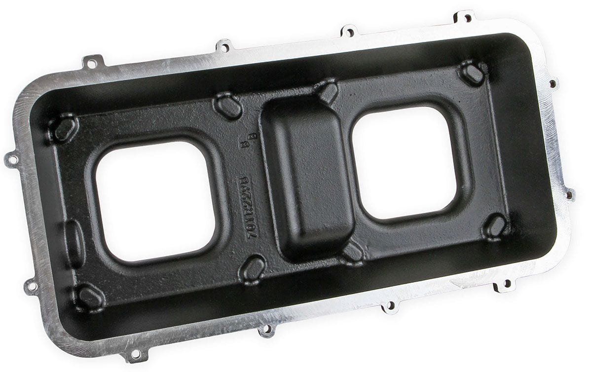 HOLLEY Suit Dual 4150 & 4500 Carburettor Mounting Holley Hi-Ram Intake Plenum Top Only - Black HO300-207BK SR