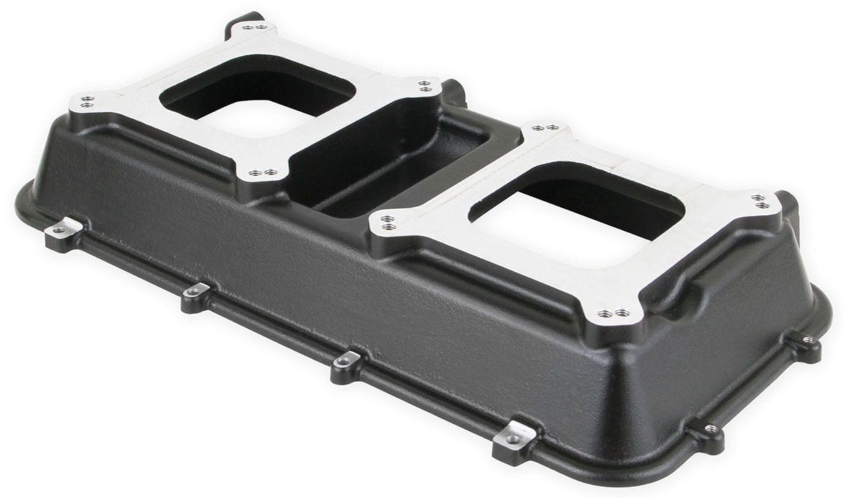 HOLLEY Suit Dual 4150 & 4500 Carburettor Mounting Holley Hi-Ram Intake Plenum Top Only - Black HO300-207BK SR