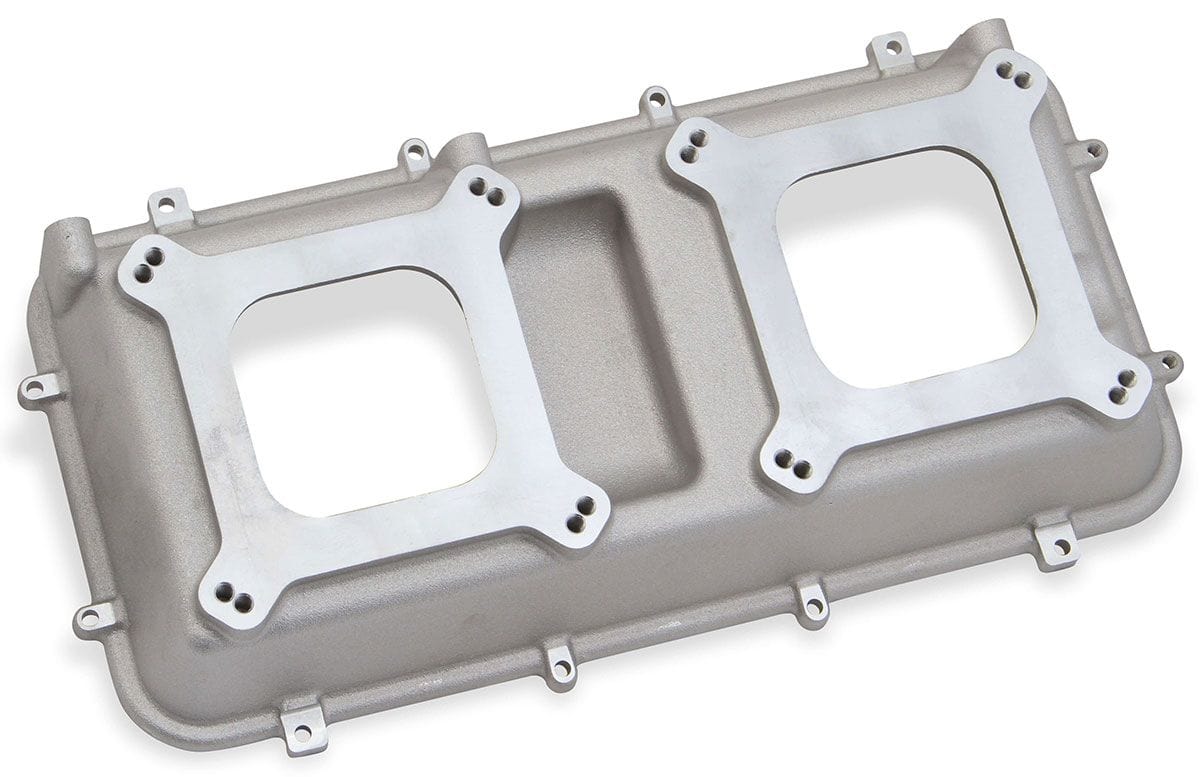 HOLLEY Suit Dual 4150 & 4500 Carburettor Mounting Holley Hi-Ram Intake Plenum Top Only - Natural Finish HO300-207 SR