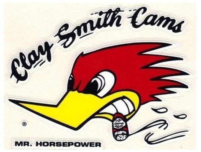 MOONEYES Small With Woodpecker logo, 2.375" (H) x 3.5" (W) R/H Mooneyes Clay Smith Cams Sticker MNCSD17R SR