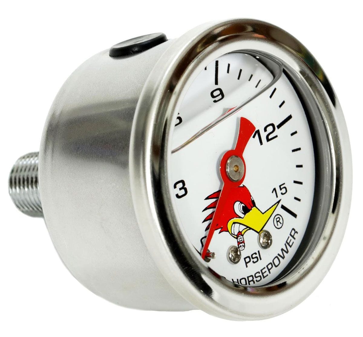 MOONEYES White Face 0-15psi, 1-1/2" O.D Liquid Filled Mooneyes Clay Smith Fuel Pressure Gauge MNCSPG15LFWH SR