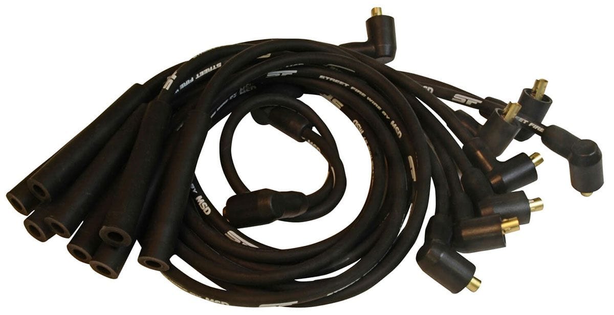 MSD Black, Multi-Angle Boots, Socket Type Distributor Cap, Ford 302-351C, MSD Street Fire Ignition Lead Set MSD5542 SR