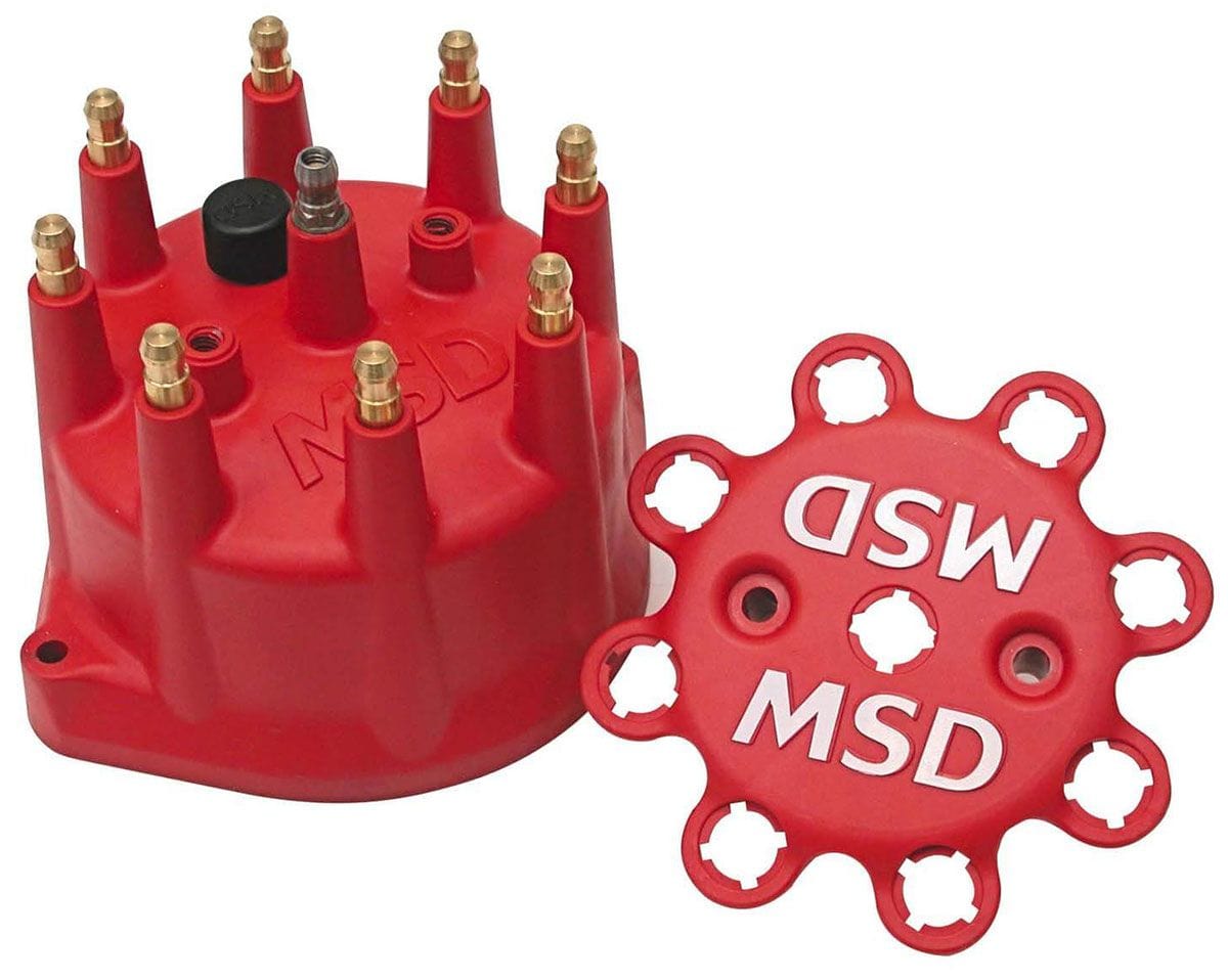 MSD Replacement screw-down Cap for Small Diameter MSD Distributors, Red MSD Distributor Cap MSD8431 SR