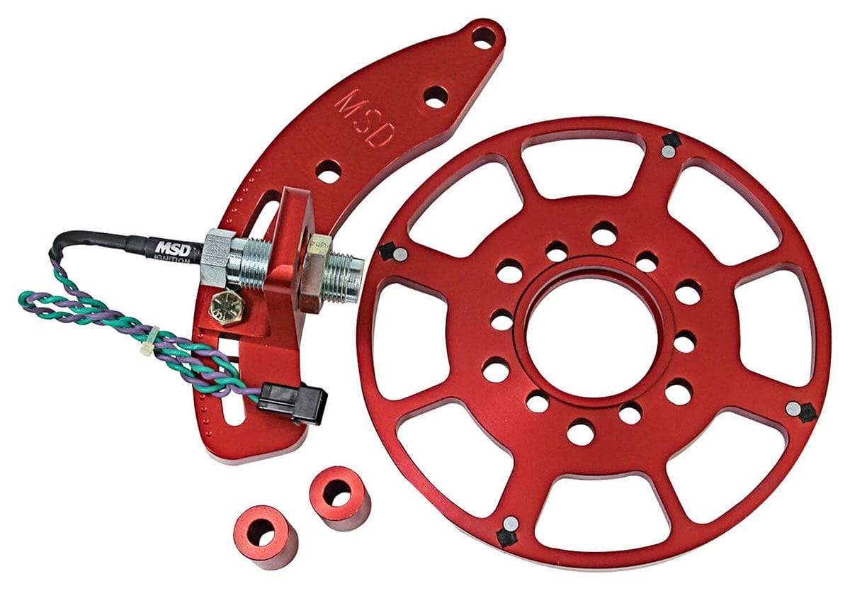 MSD Small Block Chrysler, with 7.25" Harmonic Balancer, Red Anodised Bill MSD Flying Magnet Crank Trigger MSD8633 SR