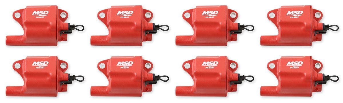 MSD Suit GM LS2/LS7 (Set Of 8) MSD Multiple Spark Coil Kit - Red MSD82878 SR