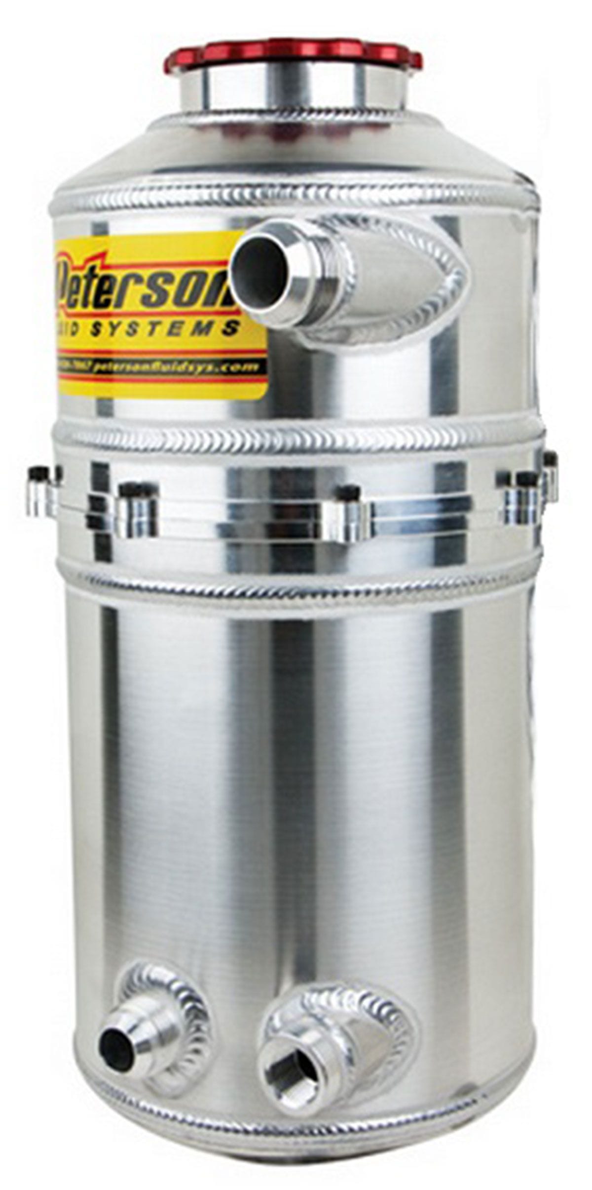 PFS 1.5 Gal (5.70 L) 16" H X 7" O.D, Single Return, (2) -12 AN Male Breat Peterson Fluid Systems Drag Dry Sump Oil Tank PFS08-0783 SR
