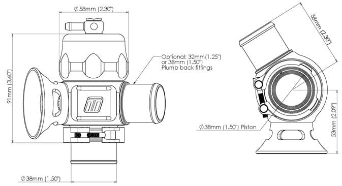 Turbosmart Blow Off Valves Turbosmart Blow Off Valve BOV - Dual Port Uni 32mm TS-0205-1062 TS-0205-1061 SR