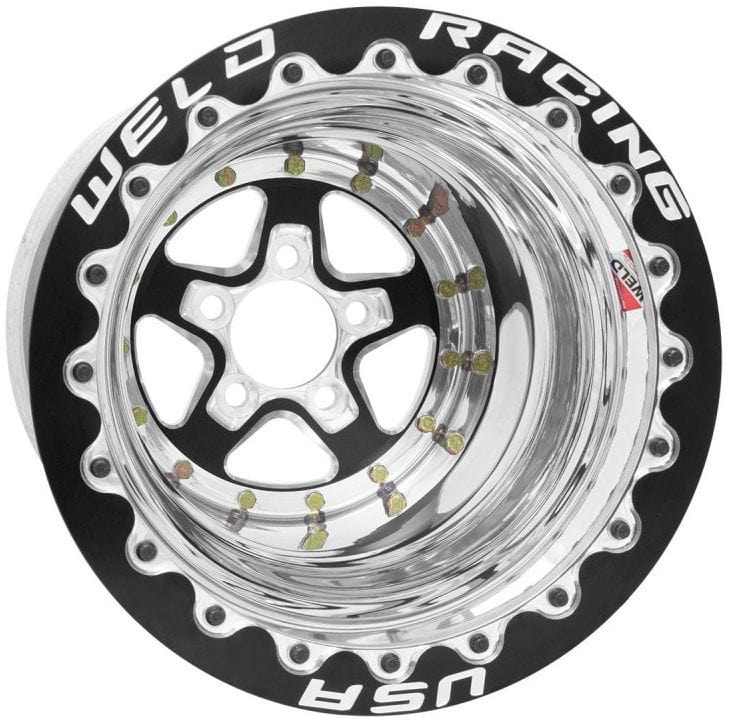 WELD 5 x 4.5" Bolt Circle with 5" Backspace Weld Racing Aluma-Star 15 x 9" Wheel, Black Center, Single Beadlock for M/T WE88B509210F SR