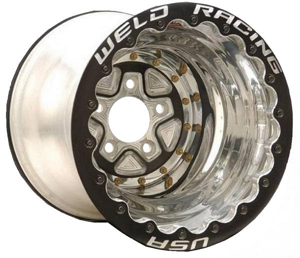 Weld Racing 5 x 5.5" Bolt Circle with 5" Backspace Weld Racing AlumaStar Pro 16 x 16" Double Bead-Loc Wheel - Black Center/Polished Outter Fini SR