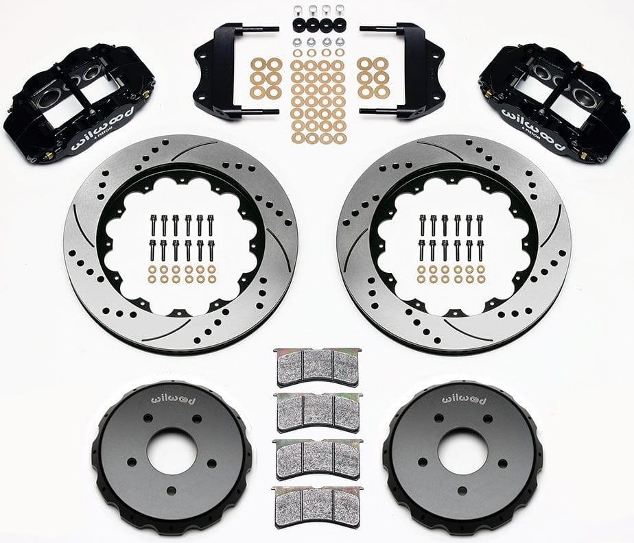 WILWOOD 14" Drilled & Slotted Rotors. Suit Holden Monaro & Commodore VT-VZ Wilwood Forged Narrow Superlite 6R Big Brake Front Brake Kit (Hat) - Black WB140-9296-D SR