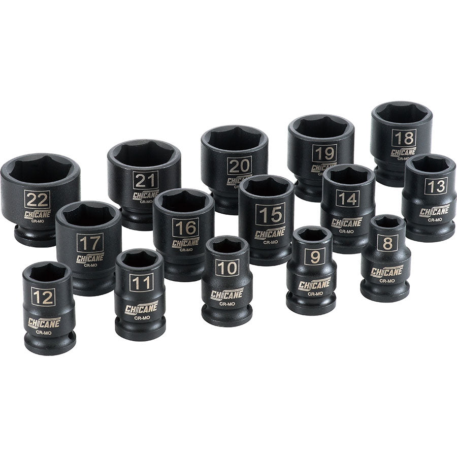 15 PIECE 3/8" DR METRIC IMPACT SOCKET SET