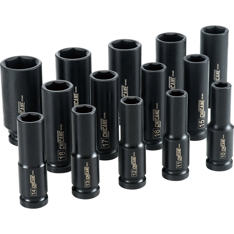 14 PIECE 1/2" DR. METRIC DEEP IMPACT SOCKET SET