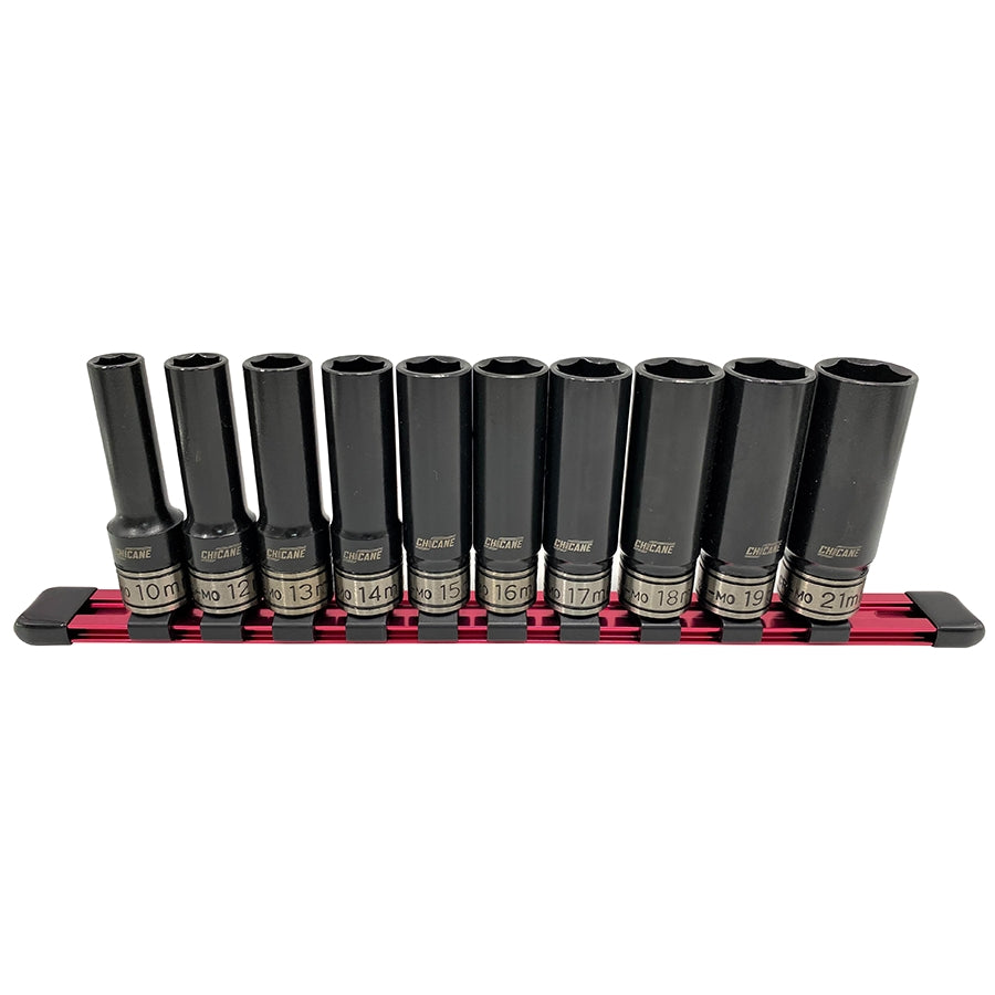 10 PIECE 1/2" DR METRIC DUAL DEEP IMPACT SOCKET SET
