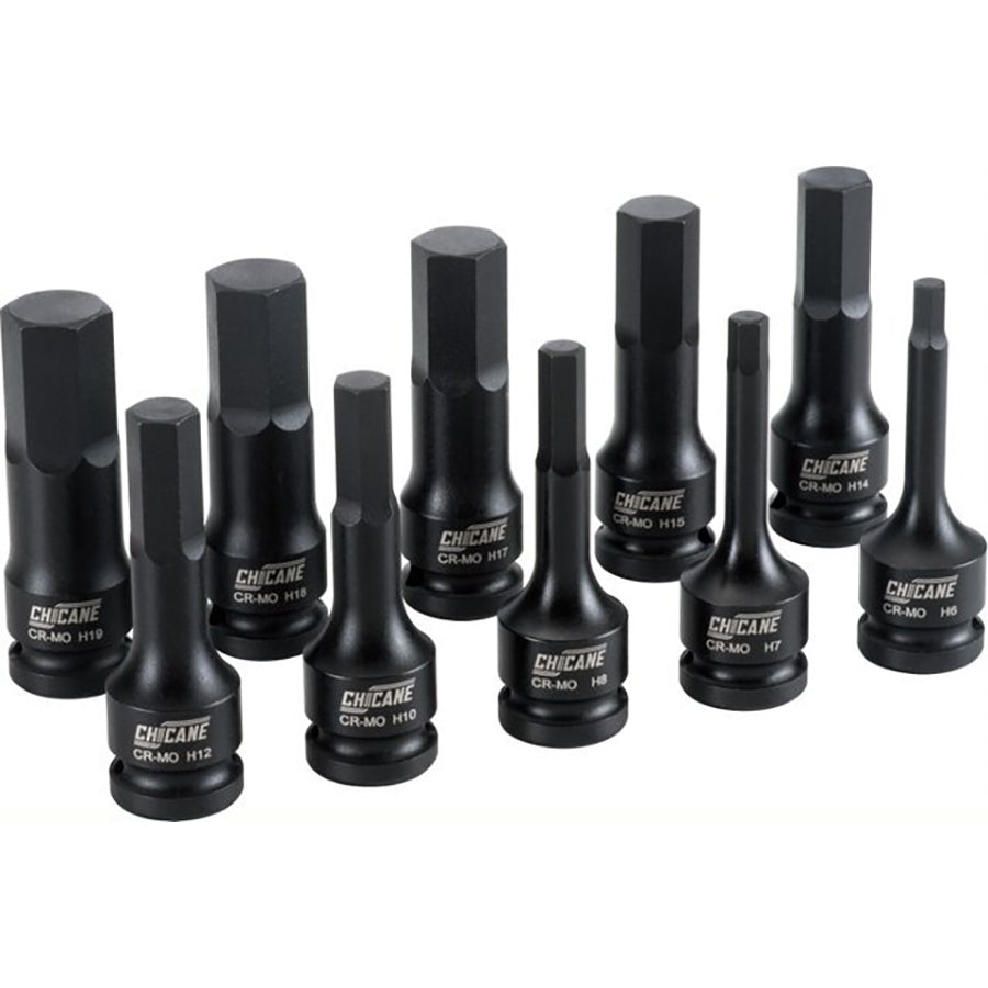 10 PIECE 1/2" DR IN-HEX IMPACT SOCKET SET