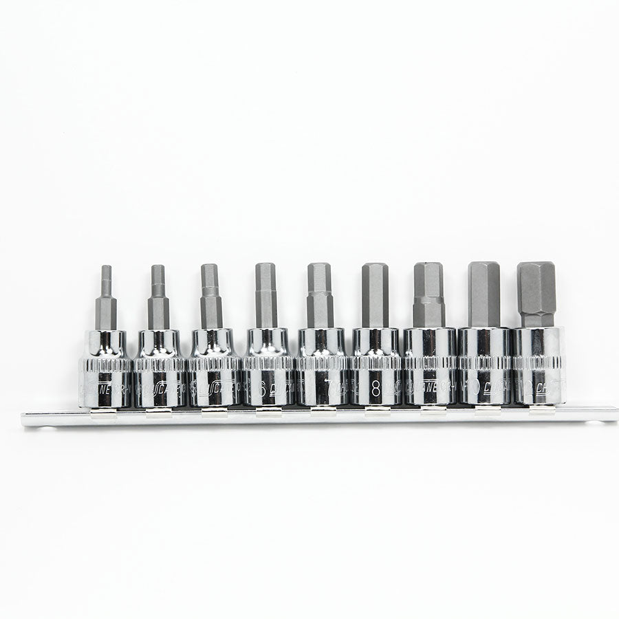 9 PIECE 3/8" DR METRIC HEX BITS SOCKET SET